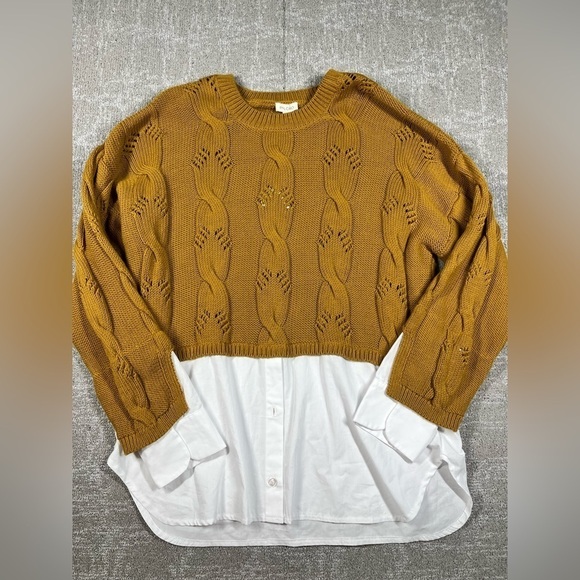 Pilcro Sweaters - Anthropologie Pilcro Cable Twofer Layer Sweater Boho NWT Size L